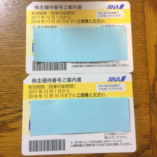 エーエヌエー(ゼンニッポンクウユ)(ANA(全日本空輸))の◆ ANA 全日空 ◆  株主優待券 2枚  2018年11月30日まで(その他)