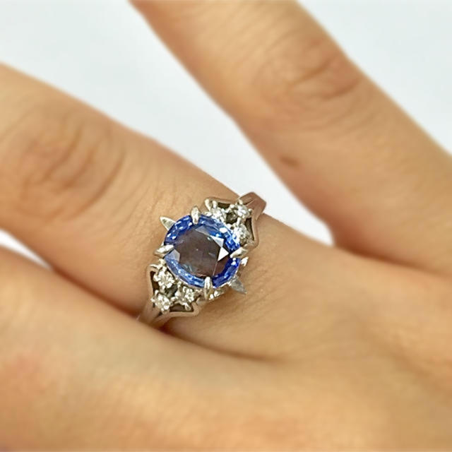 鑑定済み サファイア  プラチナ リング レディースのアクセサリー(リング(指輪))の商品写真