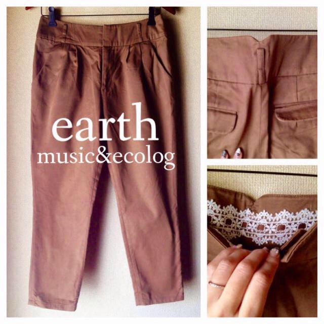 earth music & ecology(アースミュージックアンドエコロジー)のタックパンツ テーパード ブラウン  レディースのパンツ(クロップドパンツ)の商品写真