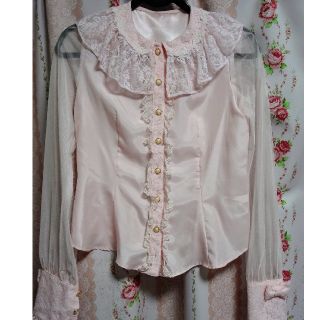 アンジェリックプリティー(Angelic Pretty)のレイカ様専用 長袖レースブラウス ピンク マーガレットドールOP(シャツ/ブラウス(長袖/七分))