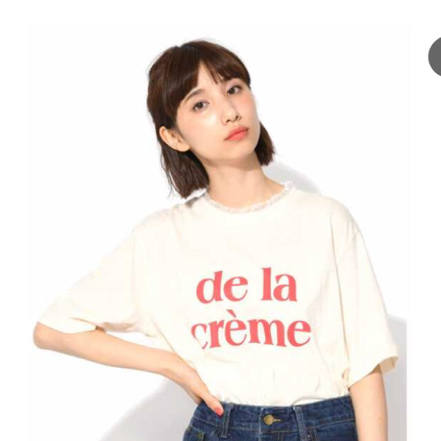 SPINNS(スピンズ)のスピンズ レースネックロゴT シャツ レディースのトップス(Tシャツ(半袖/袖なし))の商品写真