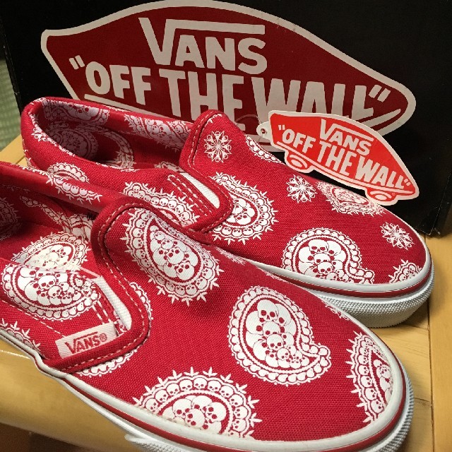 VANS(ヴァンズ)の新品・未使用 VANS スニーカー 18 スケーター ロック ドクロ レッド 赤 キッズ/ベビー/マタニティのキッズ靴/シューズ(15cm~)(スニーカー)の商品写真