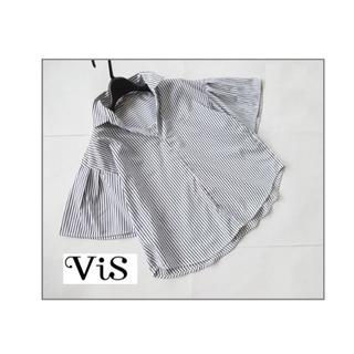 ヴィス(ViS)のVis　ビス　バックボタン ストライプ スキッパー ブラウス(シャツ/ブラウス(半袖/袖なし))