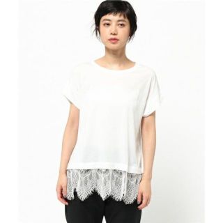 チャオパニック(Ciaopanic)の送料込 新品 CIAOPANIC TYPY ヘムレースTee ホワイト(カットソー(半袖/袖なし))