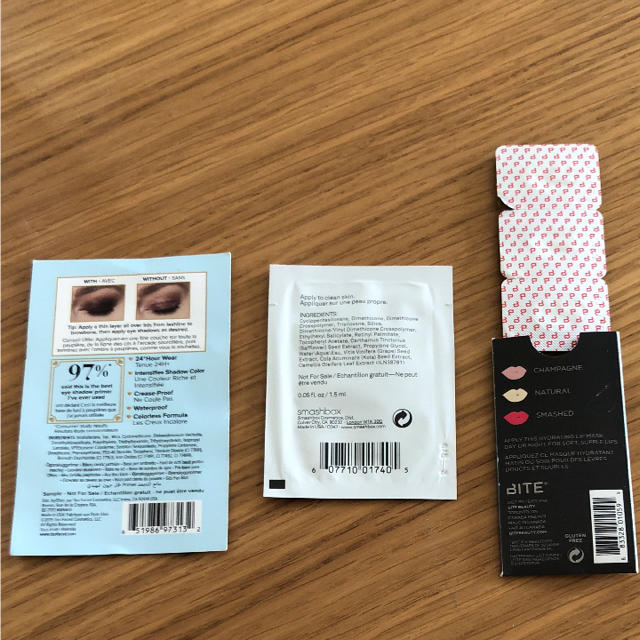 Too Faced(トゥフェイス)のtoo faced&smashbox&bite サンプル 3点 コスメ/美容のキット/セット(サンプル/トライアルキット)の商品写真