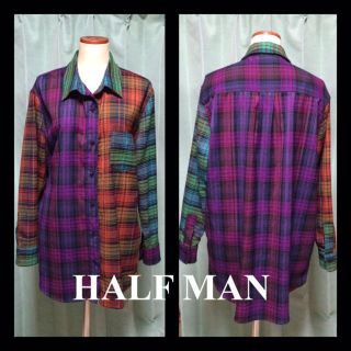 ハーフマン(HALFMAN)のHALFMAN チェック柄ビッグシャツ(シャツ/ブラウス(長袖/七分))