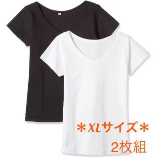 ベーシックTシャツ Vネック２枚組 無地 おまけ付き XLサイズ 送料無料(Tシャツ(半袖/袖なし))