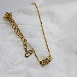 【美品】Christian Dior ロゴキューブネックレス
