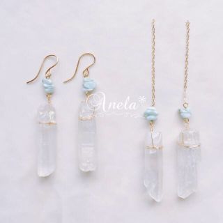 数量限定♡特別価格♡crystal × larimar (ピアス)