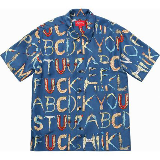 Lサイズ 新品未開封 alphabet silk shirt NAVY