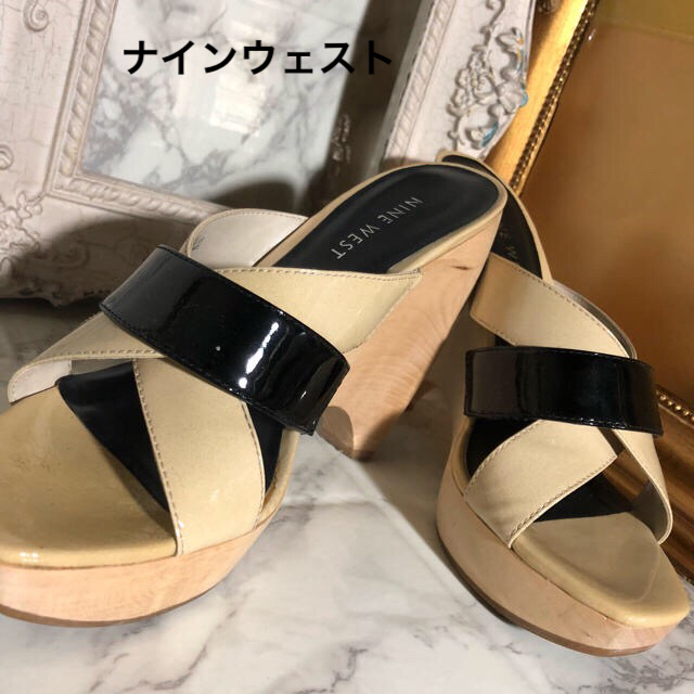 NINE WEST(ナインウエスト)の◼️ナインウェスト   ウッドミュール  バイカラー レディースの靴/シューズ(ミュール)の商品写真