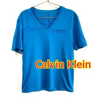 カルバンクライン(Calvin Klein)の【古着】Calvin Klein カルバンクライン VネックTシャツ 青(Tシャツ/カットソー(半袖/袖なし))