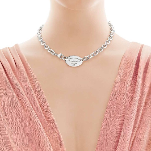 [美品] Tiffany オーバルタグ ネックレス