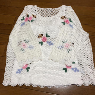 レース編み サマーニット お花柄  フリーサイズ(ニット/セーター)