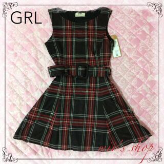 グレイル(GRL)の新品GRLベルト付きチェック柄ワンピース(ミニワンピース)