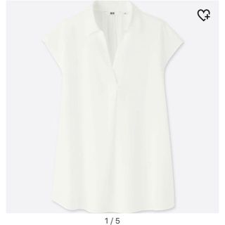 ユニクロ(UNIQLO)のレーヨンエアリーフレンチスリーブブラウス UNIQLOユニクロ ホワイト白 XS(シャツ/ブラウス(半袖/袖なし))