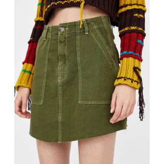 ザラ(ZARA)のZARA 新品 ミリタリーデニムスカート(ミニスカート)