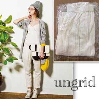 アングリッド(Ungrid)の新品 アングリッド シフォン ストライプ 白 ルーズ アンクル ウエストゴム(クロップドパンツ)