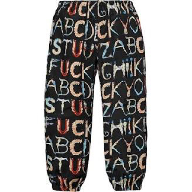 supreme alphabet silk pants black M-