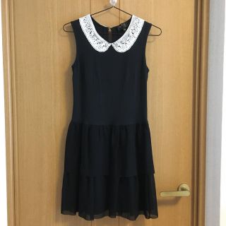 アニエスベー(agnes b.)のトゥビーバイアニエス♡レース襟三段シフォンワンピース♡T1 Sサイズ(ひざ丈ワンピース)