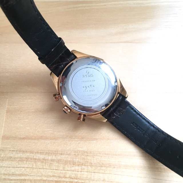 agete(アガット)のagete for MEN × STAG コラボ時計 ピンクゴールド メンズの時計(腕時計(アナログ))の商品写真