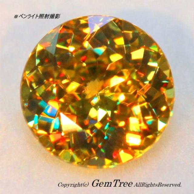 豪華なシャンデリアファイヤー、スフェーン1.28ct(7.0×7.0×4.0㎜)