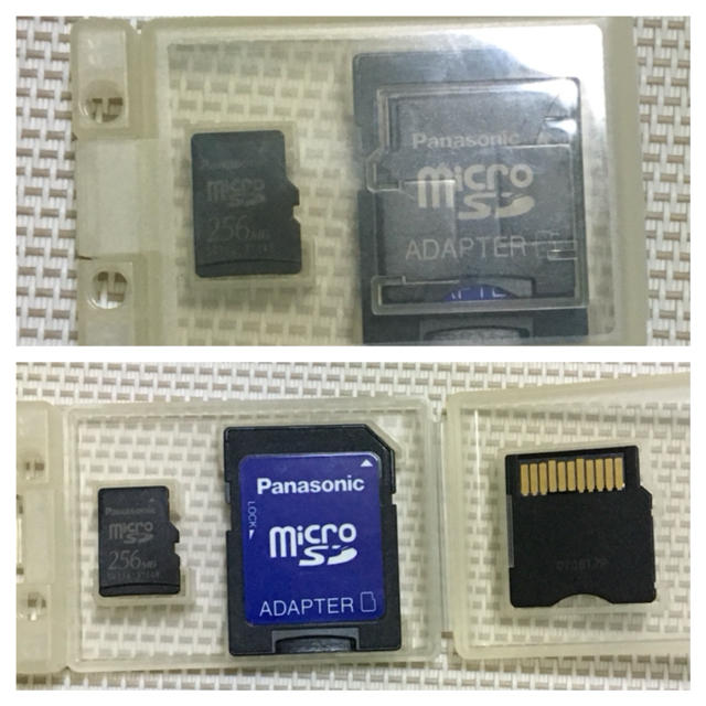 Panasonic(パナソニック)のPanasonic／micro SD 256MB & アダプター2種類 スマホ/家電/カメラのスマートフォン/携帯電話(その他)の商品写真