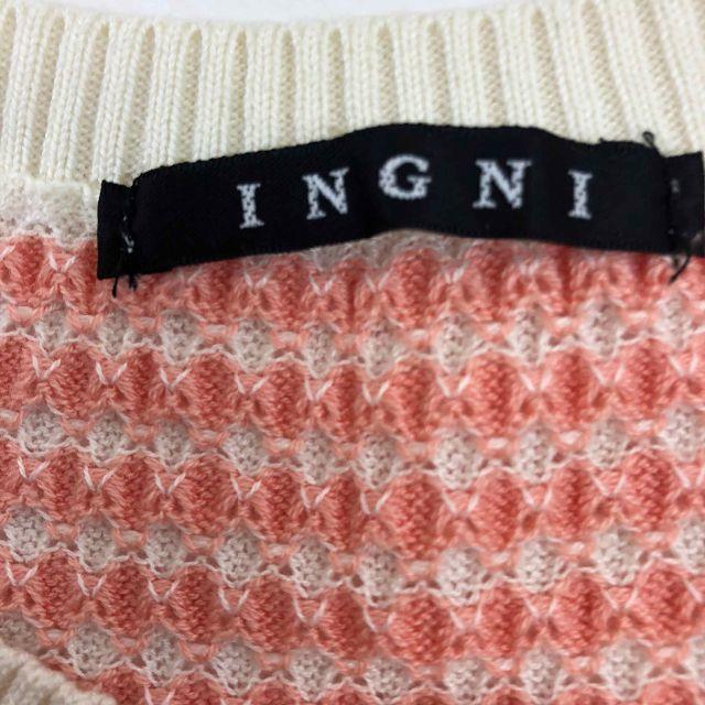 INGNI(イング)のINGNI サマーニット Mサイズ ピンク×オフ白 レディースのトップス(ニット/セーター)の商品写真