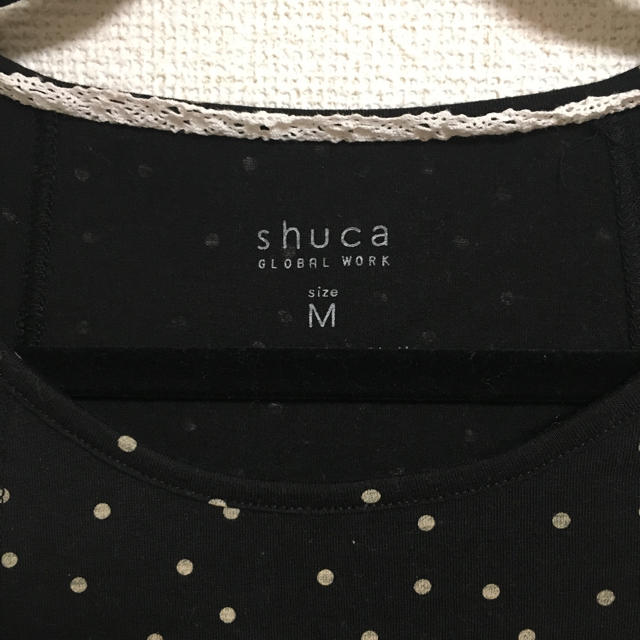 shuca(シュカ)の値下げ‼︎シュカ✴︎グローバルワーク✴︎水玉✴︎ワンピース✴︎黒✴︎半袖 レディースのワンピース(ミニワンピース)の商品写真