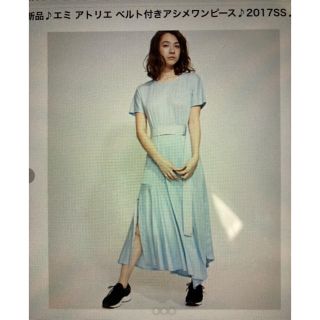 エミアトリエ(emmi atelier)のemmi アシンメトリーワンピース ベルト付き ブラック(ロングワンピース/マキシワンピース)