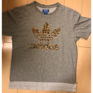 アディダス(adidas)のアディダス グレー&豹柄Tシャツ サイズL(Tシャツ/カットソー(半袖/袖なし))