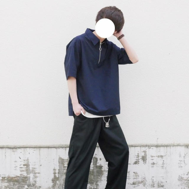 LIDnM リングジップハーフスリーブシャツ ネイビーの通販 by EB|ラクマ リングジップハーフスリーブシャツ【ネイビー】
