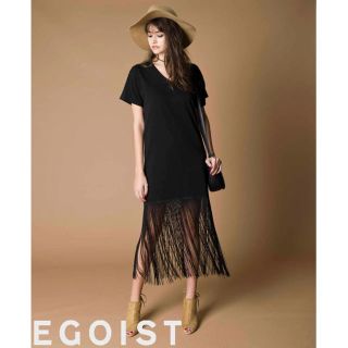 エゴイスト(EGOIST)の<値下げ> ☆未使用☆ EGOIST Tシャツフリンジワンピース(ロングワンピース/マキシワンピース)