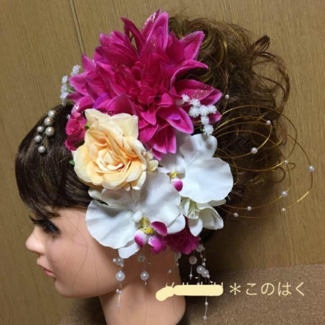 No.13 豪華！ ダリアと胡蝶蘭 フラワーピンヘアピン