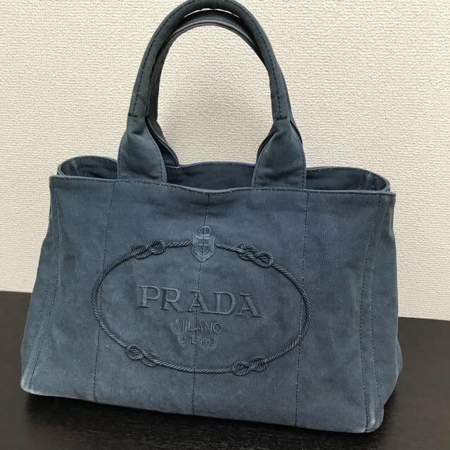 値下げ！美品！PRADA カナパ  トートバック デニム Mサイズレディース