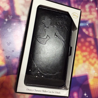 ディズニー(Disney)の多機種対応 マルチ スマホケース シンデレラ 黒 iPhone Android(モバイルケース/カバー)
