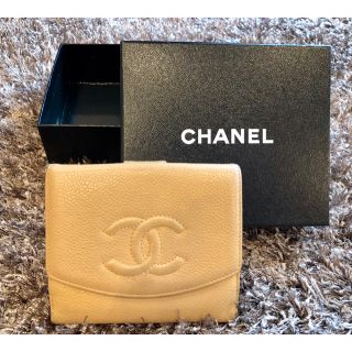 シャネル(CHANEL)の直営店購入 CHANEL キャビアスキン 財布ベージュ(財布)