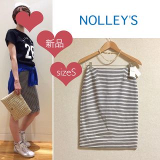 ノーリーズ(NOLLEY'S)の新品タグつき ノーリーズ ボーダー ポンチ スカート NOLLEY'S(ひざ丈スカート)