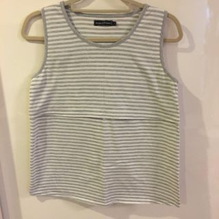 ニッセン(ニッセン)のはる&あき様専用 水通しのみ 美品 授乳服 ボーダータンクトップ グレー(マタニティトップス)