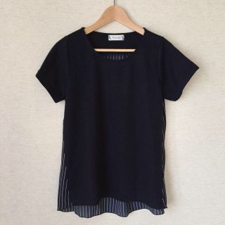 シマムラ(しまむら)のしまむら 半袖トップス ネイビー 切り替えTシャツ サイズL(カットソー(半袖/袖なし))