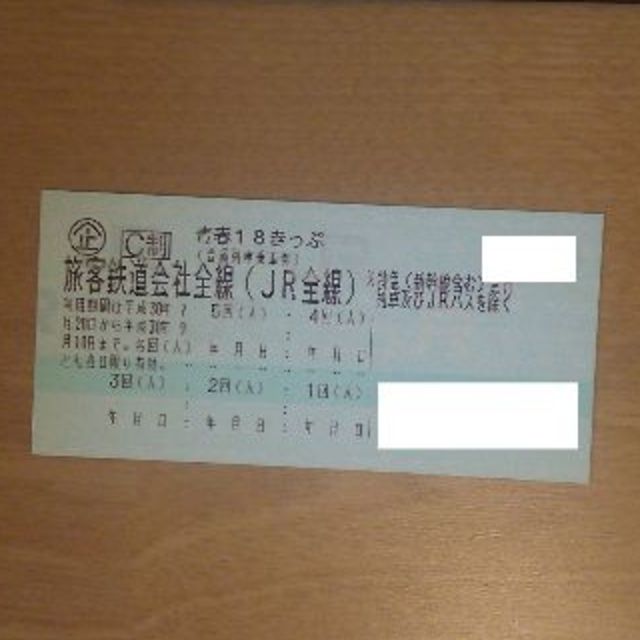 送料無料 返却不要　【青春18きっぷ 5回分】鉄道乗車券