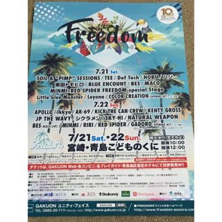 アリゾナフリーダム(ARIZONA FREEDOM)の宮崎 freedom チケット 7/22 2枚(音楽フェス)