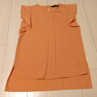 ザラ(ZARA)のZARA ザラ オレンジ フリルブラウス(シャツ/ブラウス(半袖/袖なし))