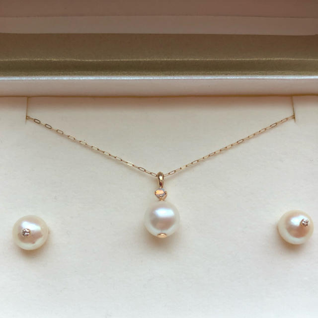 お買得】 アガット パールネックレス パールピアス セット
