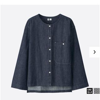 ユニクロ(UNIQLO)のUNIQLOデニムノーカラーシャツ(シャツ/ブラウス(長袖/七分))