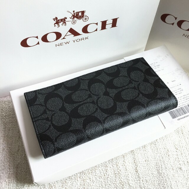 COACH(コーチ)のCOACH長財布 コーチ正規品二つ折り財布 F74599 ブラック メンズ用財布 メンズのファッション小物(折り財布)の商品写真