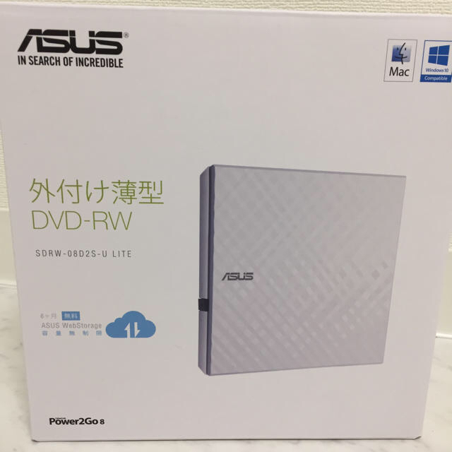 ASUS(エイスース)の外付け薄型DVD-RW スマホ/家電/カメラのPC/タブレット(PC周辺機器)の商品写真