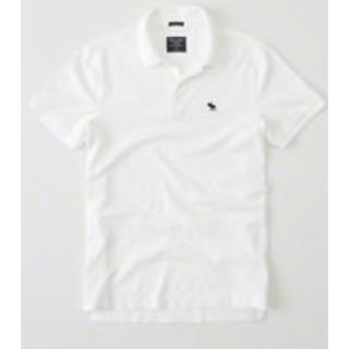 アバクロンビーアンドフィッチ(Abercrombie&Fitch)のアバクロ メンズポロシャツ ホワイト Ｌサイズ(ポロシャツ)