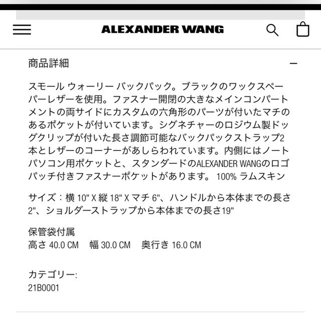 Alexander Wang(アレキサンダーワン)のSMALL WALLIE BACKPACK アレキサンダーワン 美品 リュック メンズのバッグ(バッグパック/リュック)の商品写真