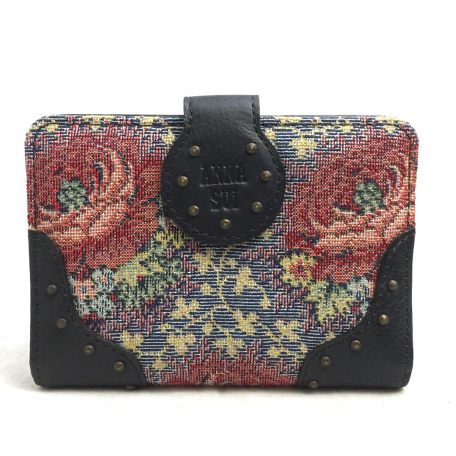 ANNA SUI(アナスイ)のANNA SUI アナスイ レザー＆刺繍 薔薇モチーフ パスケース カードケース レディースのファッション小物(名刺入れ/定期入れ)の商品写真